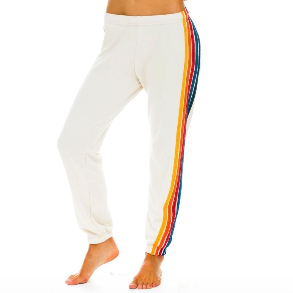 AVIATOR NATION 5 Stripe Sweatpants- Vintage White